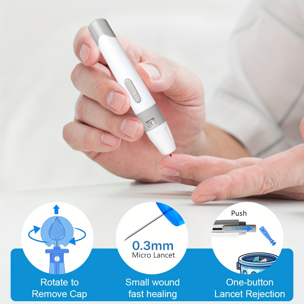 Blood Glucose Monitor Kit, 50 Test Strips And 50 Blood Collection Needles, Blood Glucose Test Kit with Blood Collection Device, Diabetes Test Kit (Uncoded), Home Blood Glucose Meter - Image 7