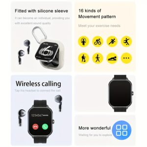 A Two-In-One Headset And Watch That Allows You to Make Calls, Listen to Music, Features TWS Earbuds, Message Notifications, Smart Watches for Both Men And Women, Various Sports Modes, Perfect As a New Year Gift. Suitable for Teens.