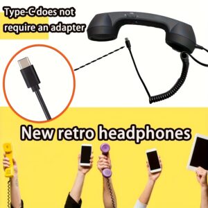 [For Seniors, Gift Idea] Type-C Interface Phone Microphone for Seniors, Tangle-Free Cable in Multiple Colors - Connects to Mobile Phones and Lands Calls, Adjust Volume Button Included. Retro Design: Stylish & Practical Gift Idea