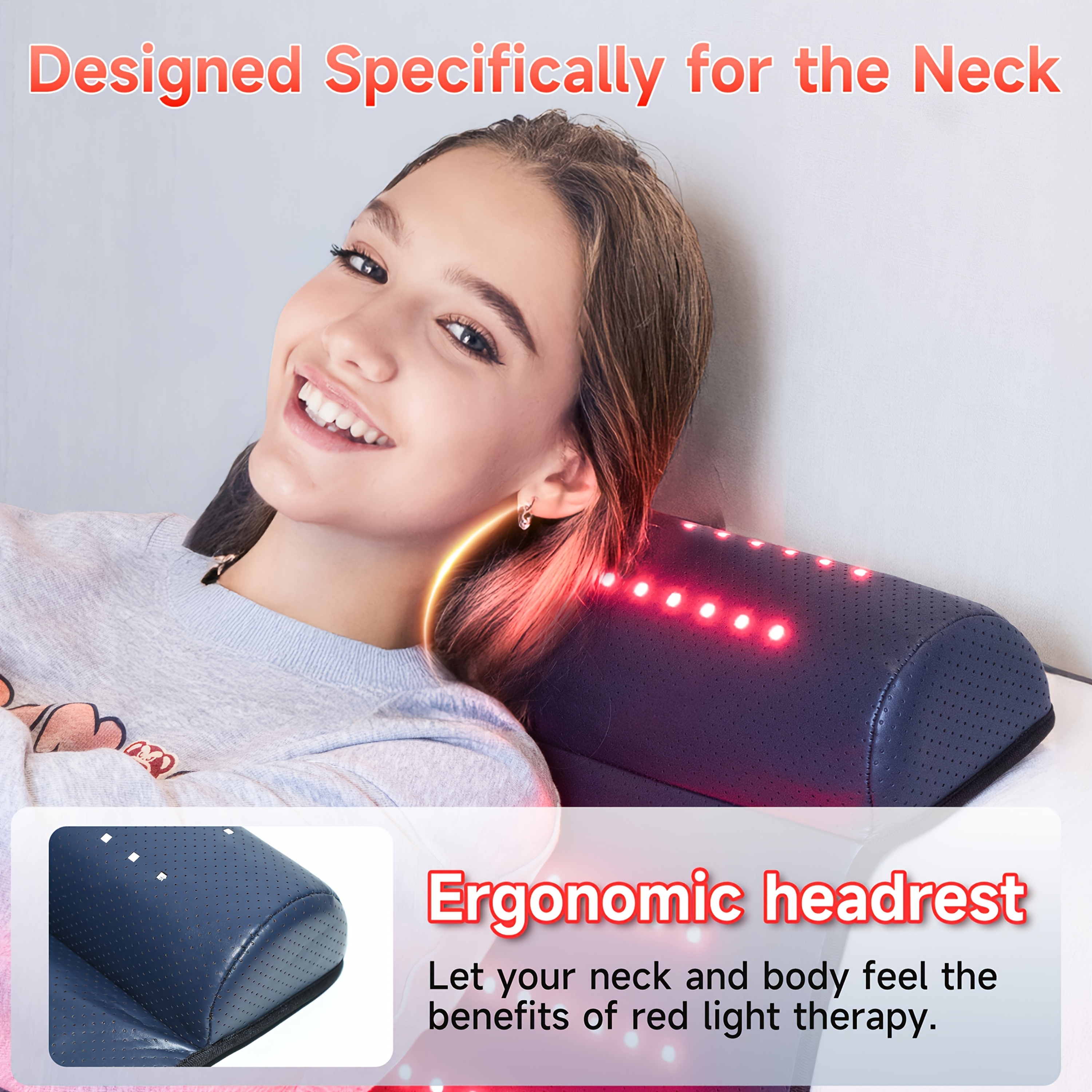 New Faux Leather Red Light Relax Mat with Neck Support, Dual-Wavelength for Enhanced Pain Relief, 19.0 * 35.9in - Image 5