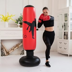 [Black Durable] Black Durable | 1pc 63" Inflatable Boxing Punching Bag - PVC Freestanding Training Bag for Taekwondo, Karate & Fitness, Portable Indoor/Outdoor Use, No Electricity Needed, Mixed Colors, Boxing Punching Bag, Indoor Outdoor Training, Sleek Design, Sturdy Construction, Boxing/boxe Bag, Punching/boxing Equipment, Karate