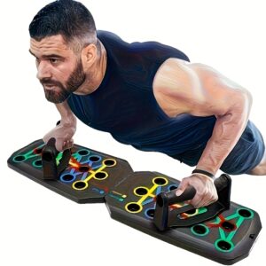 1 Multi-Functional Push-Up Board Training System - Heavy-Duty Home Gym Equipment, Non-Slip Surface, Suitable for Core, Chest, Arms, Legs, Back Workouts - Unisex Fitness System Black - Durable Exercise Mat with Resistance Bands, Full Body Strength Training, No Power Required, Compact and Portable, Ideal for Home Use, Gym Accessories, Multifunctional Fitness Board, Men'S Fitness Gear, Push Up Board With Counter, Push Up Board With Timer, Calisthenic Equipment, Gym Equipment For Home