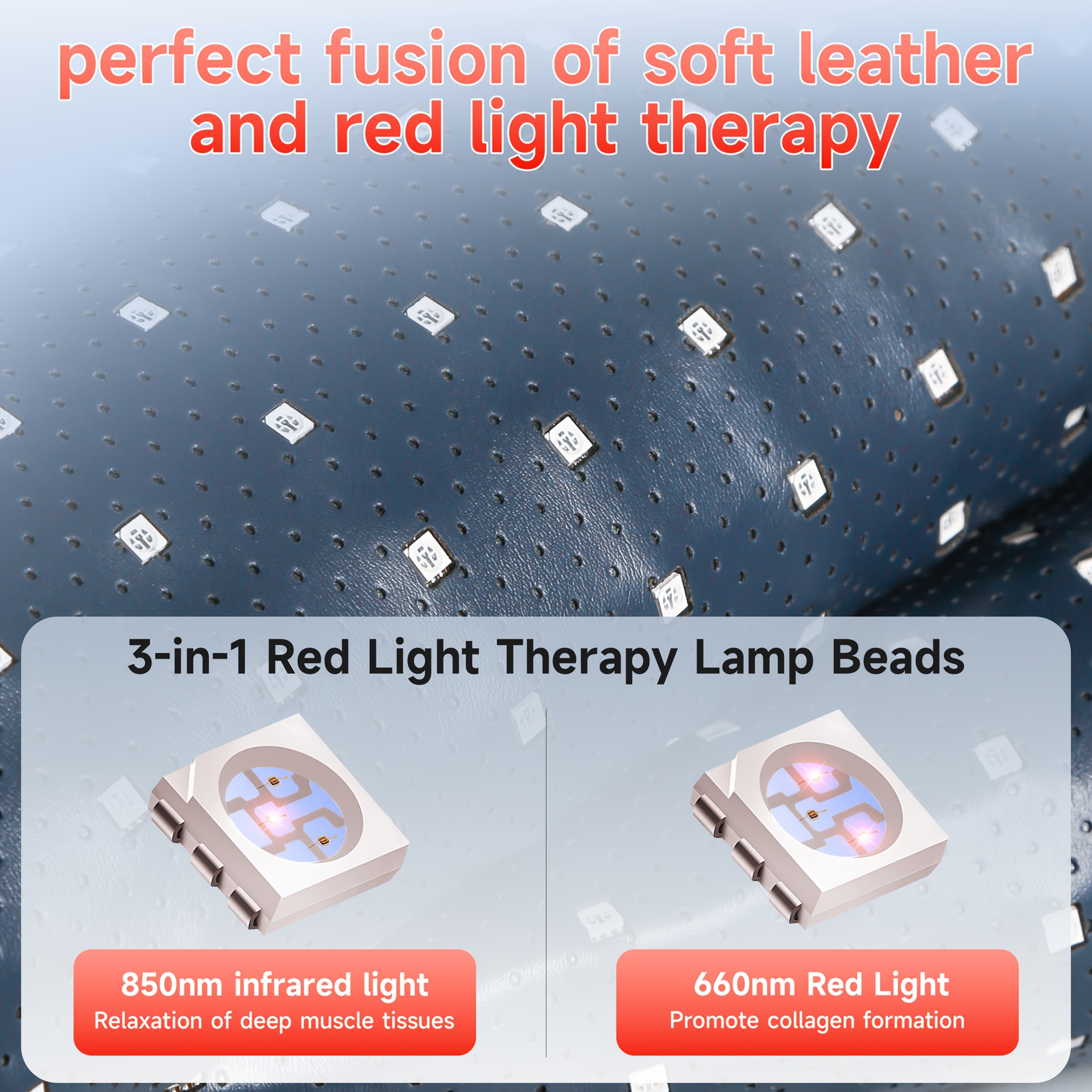 New Faux Leather Red Light Relax Mat with Neck Support, Dual-Wavelength for Enhanced Pain Relief, 19.0 * 35.9in - Image 7