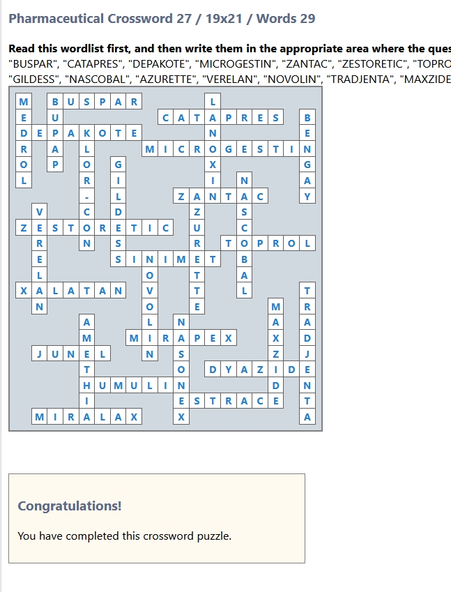 Educational website with 81 pharmaceutical crossword puzzles. Setup in just one day. - Image 4