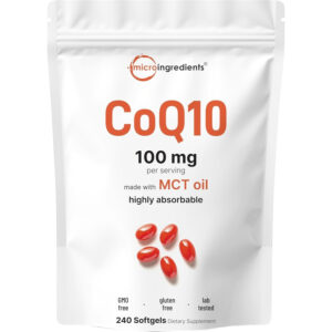 Micro Ingredients CoQ10 100mg Per Serving | 240 Softgels Made with Coconut MCT Oil | High Absorption Coenzyme Q10 as Ubiquinone | Antioxidant Support for Heart & Energy Health | Non-GMO | Local Warehouse