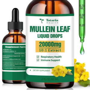 Mullein Drops for Lungs 98% Absorption Rate 20000mg Pure Mullein Leaf per Serving Powerful Mullein for Lung Health, Respiratory Health2 FL.OZ