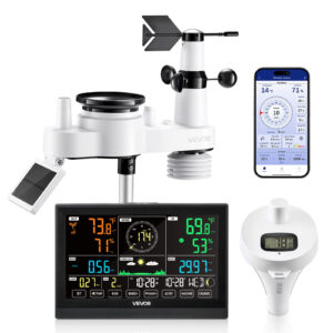 VEVOR 7-in-1 Wi-Fi Weather Station 7.5 in Display Wireless Outdoor Sensor Pool