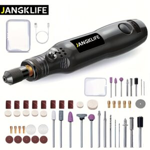 JANGKLIFE Rotary Tool Kit with 3 Speed, USB Rechargeable Battery, 36V Max Operating Voltage, Multi-Tool for Crafting, Grinding, with Attachment Set for Home Projects