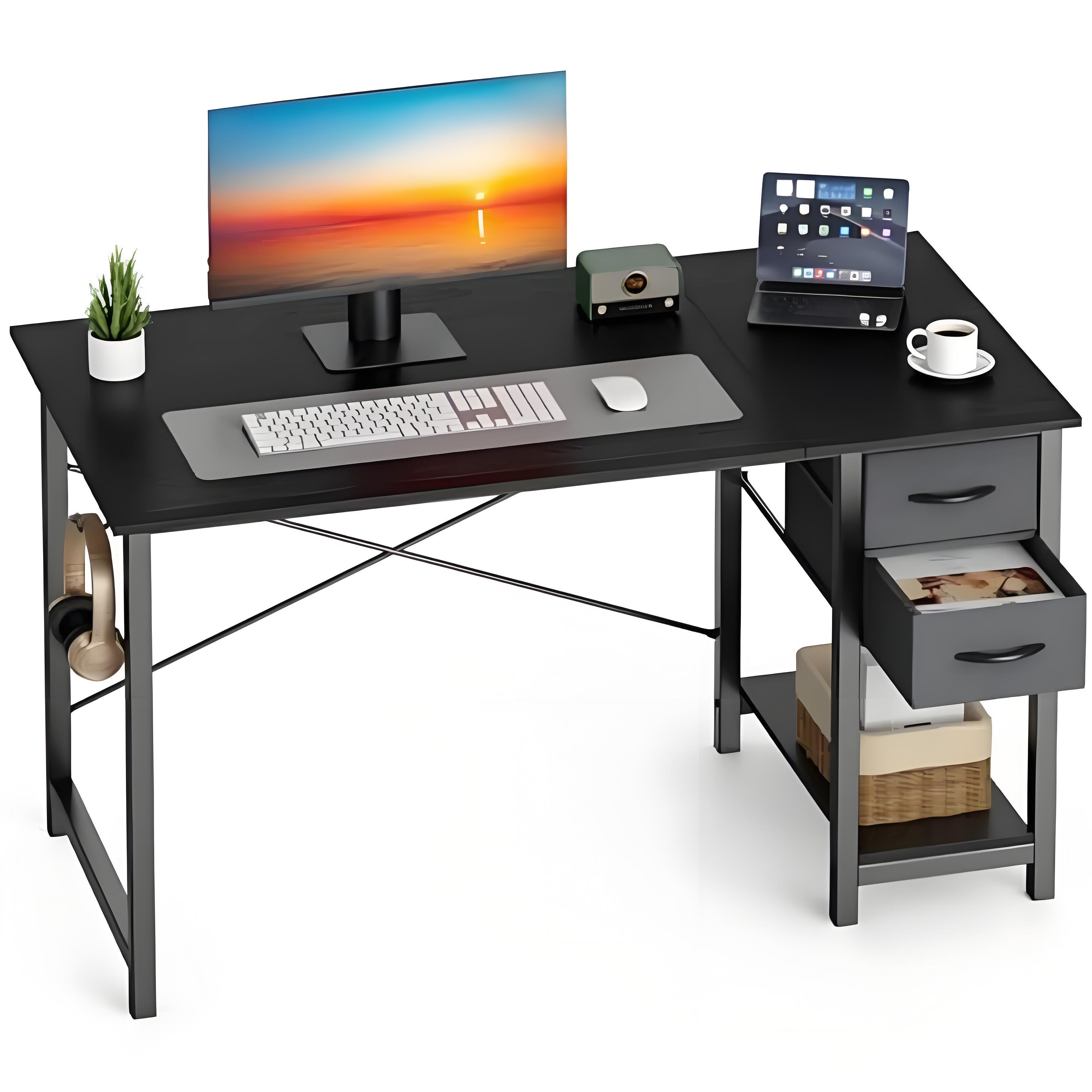 47-Inch Computer Gaming Desk with 2 Adjustable Fabric Storage Drawers, Ideal for Work, Writing, And Study, Computer Desk - Image 5