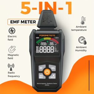 5-In-1 EMF Meter, Electromagnetic Field Radiation Detector, High-precision 3-axis Measurement, Electric Field, Magnetic Field, Temperature And Humidity Display, Handheld Radiometer For Pregnant Women's Health And Paranormal Research, No Battery