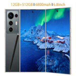 Latest Model Unlocked Phone 2025, 6.8" HD Android, 12+512GB Storage, 6800mAh All Day Battery, Includes Data Cable, Earphone, Case, Superb Birthday Gift for All, Daily Driver Phone, Smartphone, Large Screen Phone, Stylish Mobile, Highquality Materials