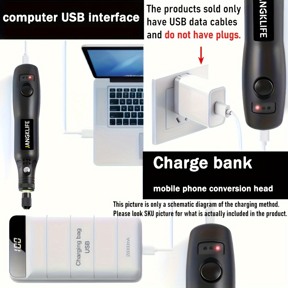 JANGKLIFE Rotary Tool Kit with 3 Speed, USB Rechargeable Battery, 36V Max Operating Voltage, Multi-Tool for Crafting, Grinding, with Attachment Set for Home Projects - Image 7