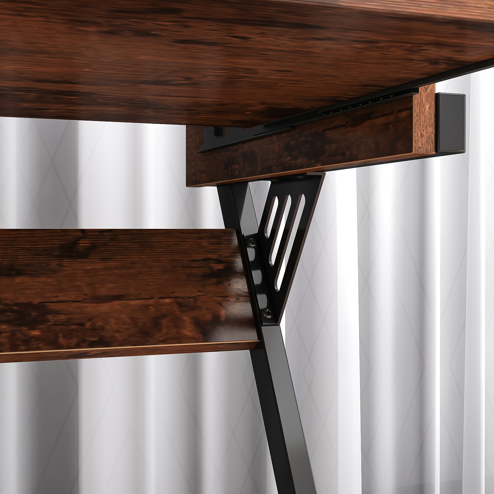 Computer Desk for Small Spaces Z-Shaped Study Table with Smooth Keyboard Tray, with Wheels and Bottom Shelves for Home Office - Image 10