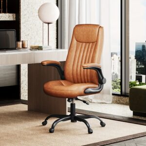Ergonomic High Back Computer Office Chair, Executive Fabric Swivel Task Chair, Adjustable Flip-up Armrests With Lumbar Support And Thick Headrest