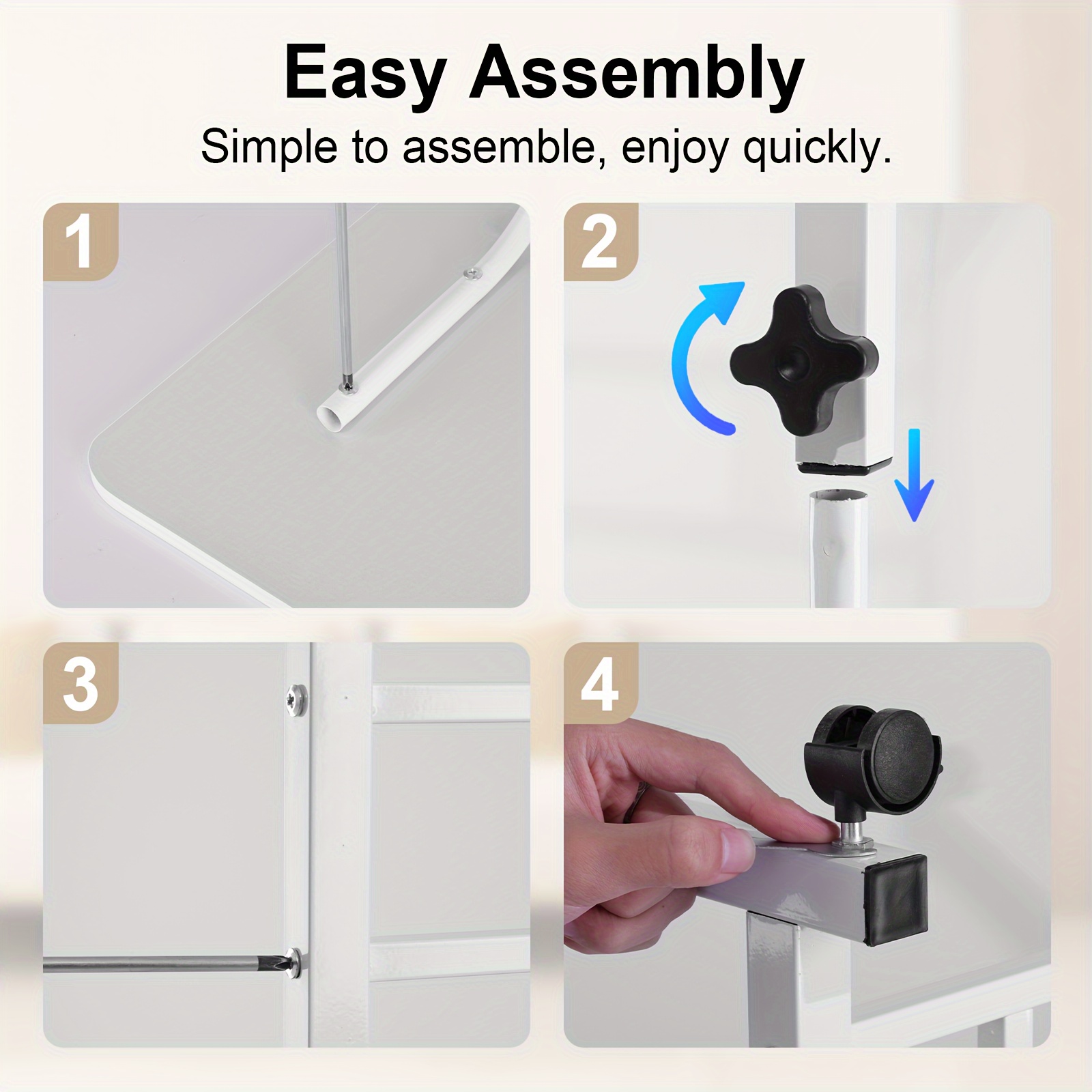40*80cm Ergonomic Standing Desk Adjustable Height, Mobile Computer Desk with Universal Wheel, Stable And Comfortable, Easy to Assemble, Spacious Study Table, Suitable for Home Office, Sofa - Image 10