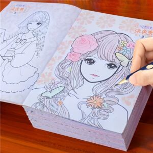 32-Page Cute Girl Coloring Book for Ages 3+, Premium Thick Paper, Creative Expression, Relaxing Art Relax, Perfect for Christmas, Birthday, Thanksgiving & Halloween Gifts, Fashion Coloring Book for Girls Chinese Version