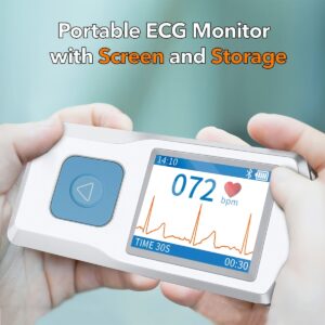 FDA Cleared - ECG Heart Rate Monitor With LCD Display - USB Rechargeable, Compatible With PC/Smartphone, 30-Second Instant ECG Results - Compact Design, Perfect Gift For Mother'S Day, Father'S Day, Thanksgiving (Home Health Tracking)