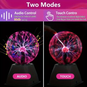 1pc Plasma Ball Night Light with USB-Powered Plasma Lighting, Touch & Static Electricity Sensing, Glowing Lightning Effects, Remote Control, Clear Dome - Science Experiment Lamp for Bedside, Living Room, Office - Educational Lighting Decoration for Physics Fans & Home Decor - Compatible with USB Ports on Computers, TVs, Tablets - Modern Interactive Lighting Sphere