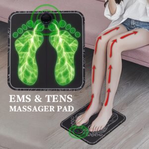 Portable EMS Foot Massage Pad, TENS Therapy Machine, Massager, One Reusable Foot Massage Pad With Multiple Mode Adjustment, Mother'S Day, Father'S Day, - Black