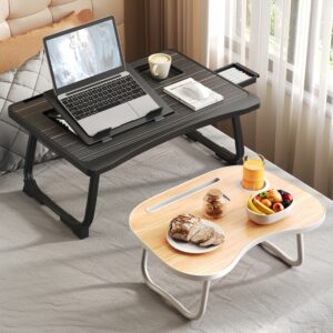 Foldable Laptop Desk with Cup Holder, Tablet Slot & Adjustable Stand - Portable Bedside Desk with Sturdy A-Frame Design, Space-Saving Tray Table for Work, Study, Drawing, Dining - Ergonomic Lightweight Desk for Home Office, Bedside, Travel - Compatible with Laptops, Tablets, Books & Mugs, Laptop Table for Bed, Portable Foldable Laptop Desk, Laptop Desk for Bed