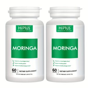 HiPlus Moringa Powder Capsules - 24, 000 Mg [Curcumin & Moringa Leaf] High-Potency For Immune Support, Gut Health & Vitamins, Rich In Antioxidants & Vitamins, Moringa | Natural Green Antioxidant Supplement - 60 Capsules