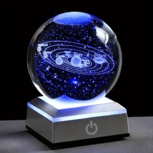 1pc 3D Solar System Crystal Ball with Multicolor Lighting Touch LED Base, Science Astronomy Space Night Light for Home Decoration, Gifts Ideas for Boyfriends Husband Him, Cool Presents for Fathers, Teacher of Physics or Astronomy Lover, Astronomy