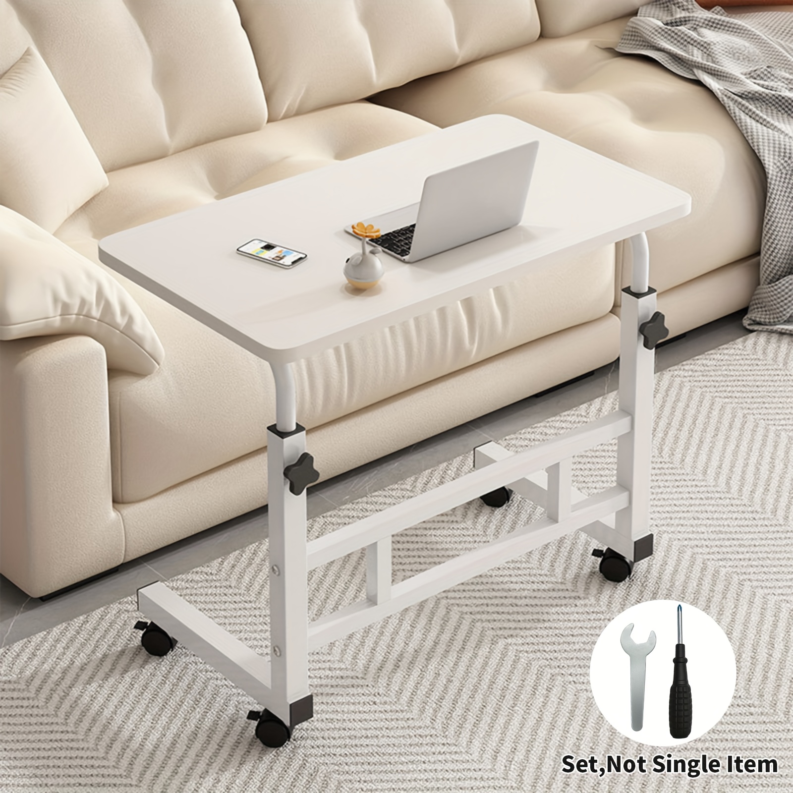 40*80cm Ergonomic Standing Desk Adjustable Height, Mobile Computer Desk with Universal Wheel, Stable And Comfortable, Easy to Assemble, Spacious Study Table, Suitable for Home Office, Sofa - Image 3