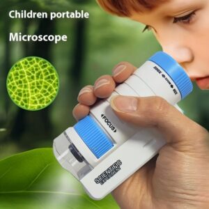 [Perfect Christmas Gift] Youngsters' LED Handheld Mini Microscope - Portable, Educational Science Toy for Biology Exploration, Perfect Christmas Gift, with Focus and Exposure Controls, White for Winter, Student Science Kit, Compact Design, Kidfriendly Material, Young