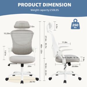 Ergonomic Office Chair with Adjustable Height, Lumbar & Breathable Mesh Back - Heavy-Duty Metal Frame, Swivel Rolling Desk Chair with Flip-Up Armrests, Headrest & - Black Computer Task Chair for & Corporate Workspaces