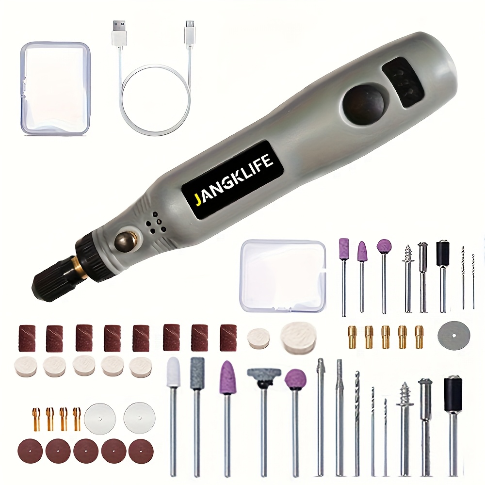 JANGKLIFE Rotary Tool Kit with 3 Speed, USB Rechargeable Battery, 36V Max Operating Voltage, Multi-Tool for Crafting, Grinding, with Attachment Set for Home Projects - Image 5