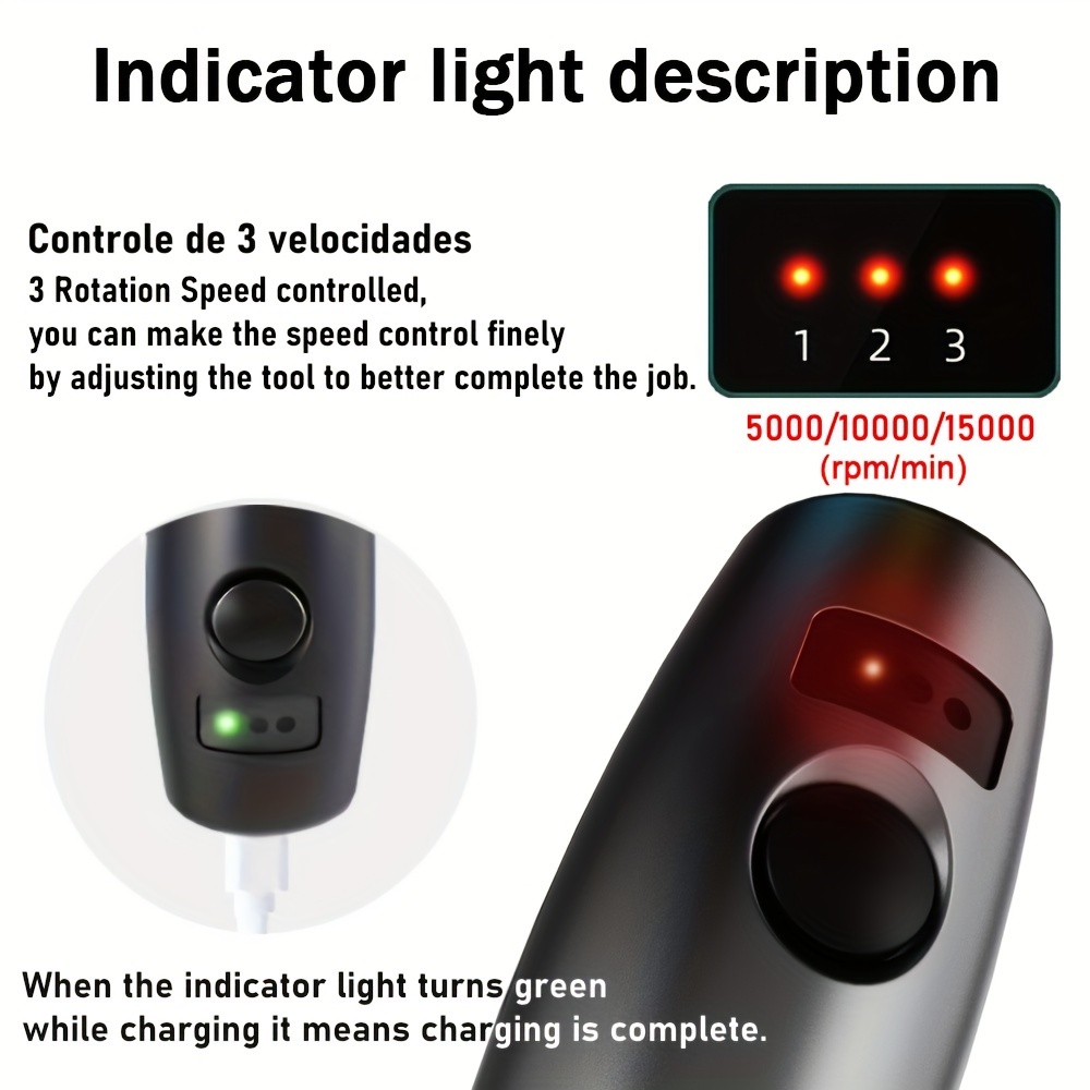 JANGKLIFE Rotary Tool Kit with 3 Speed, USB Rechargeable Battery, 36V Max Operating Voltage, Multi-Tool for Crafting, Grinding, with Attachment Set for Home Projects - Image 8