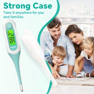 8-Second Adult and Youth Oral Thermometer — Accurate, Safe Youngsters Rectal Fever Alarm with Bendable Tip, 3-Color Backlight Display. Supports Celsius/Fahrenheit Conversion. 32 Memory Records for Multiple Uses (Ora