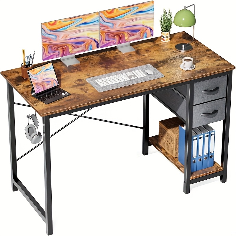 47-Inch Computer Gaming Desk with 2 Adjustable Fabric Storage Drawers, Ideal for Work, Writing, And Study, Computer Desk - Image 10