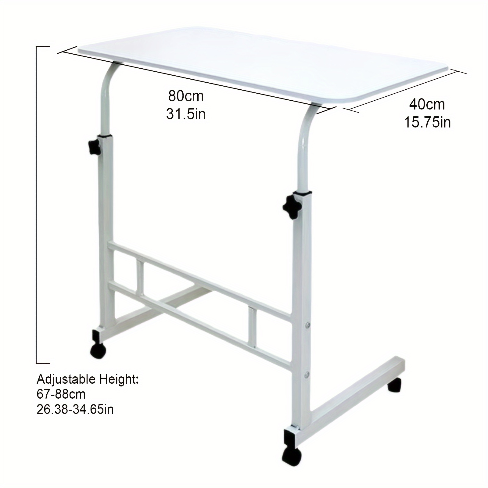 40*80cm Ergonomic Standing Desk Adjustable Height, Mobile Computer Desk with Universal Wheel, Stable And Comfortable, Easy to Assemble, Spacious Study Table, Suitable for Home Office, Sofa - Image 11
