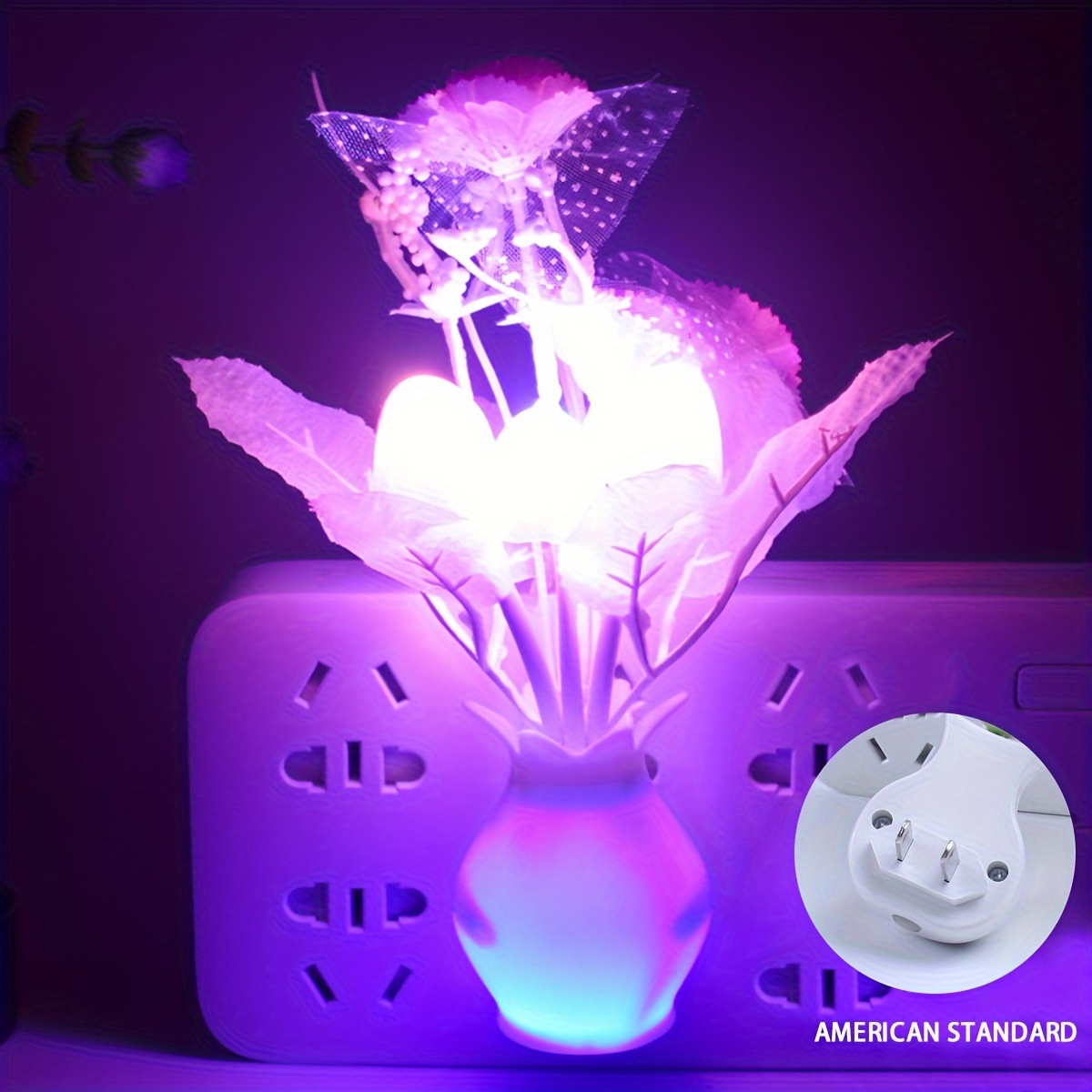 LED Second Generation Smart Flower Night Light with US plug, automatically turns off during the day and lights up at night with light sensor control. Ideal as a bedside night light and perfect as a birthday or love gift., Night Light for Bedroom, Plug In Night Light, Night Lamp, Night Lamp for Bedroom, Dim Light for Bedroom, Gift for Loved Ones, Bedside Lamp, Decorative Night Lamp, Floral Design, Energyefficient Lamp, Reliable Sensor Feature, Automatic Night Lamp, - Image 6