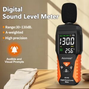 [Digital Decibelimeter, Aicevoos] Aicevoos Digital Sound Meter - 30-130dB Decibelimeter Measure Decibels Sound Level Noise