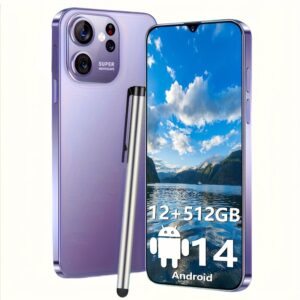 Unlocked 4G Phone, Android 14 Smartphone with 6800mAh, 6.8" HD Screen, 8MP+15MP Camera, Built-in Stylus, Dual SIM Dual Standby, Fingerprint Lock, Face Recognition, Smartphone, Modern Phone, Sleek Design, Dualsim Phone, Tech Enthusiasts