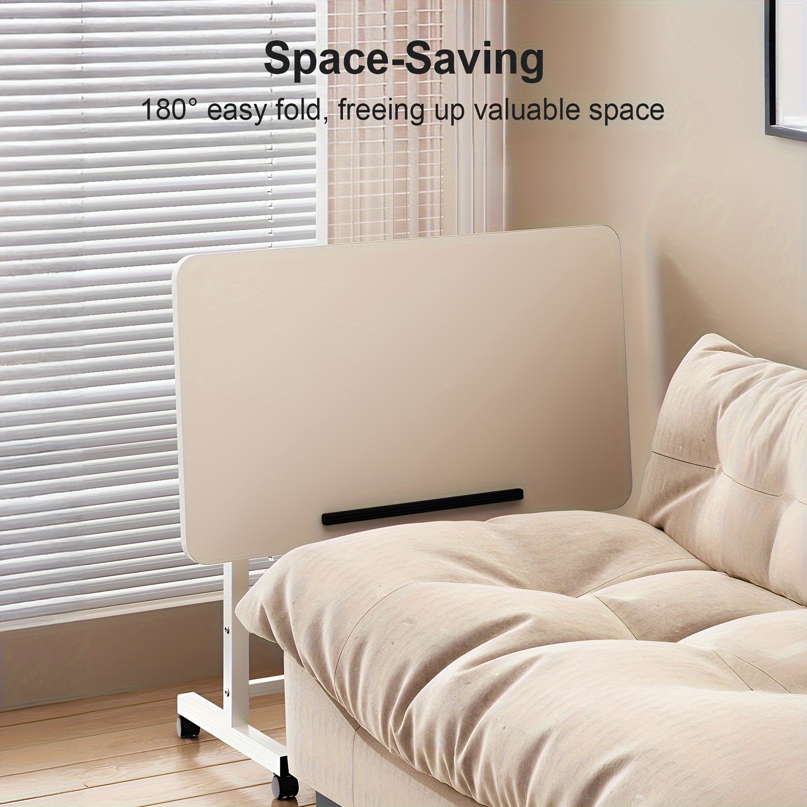 40*80cm Ergonomic Standing Desk Adjustable Height, Mobile Computer Desk with Universal Wheel, Stable And Comfortable, Easy to Assemble, Spacious Study Table, Suitable for Home Office, Sofa - Image 9