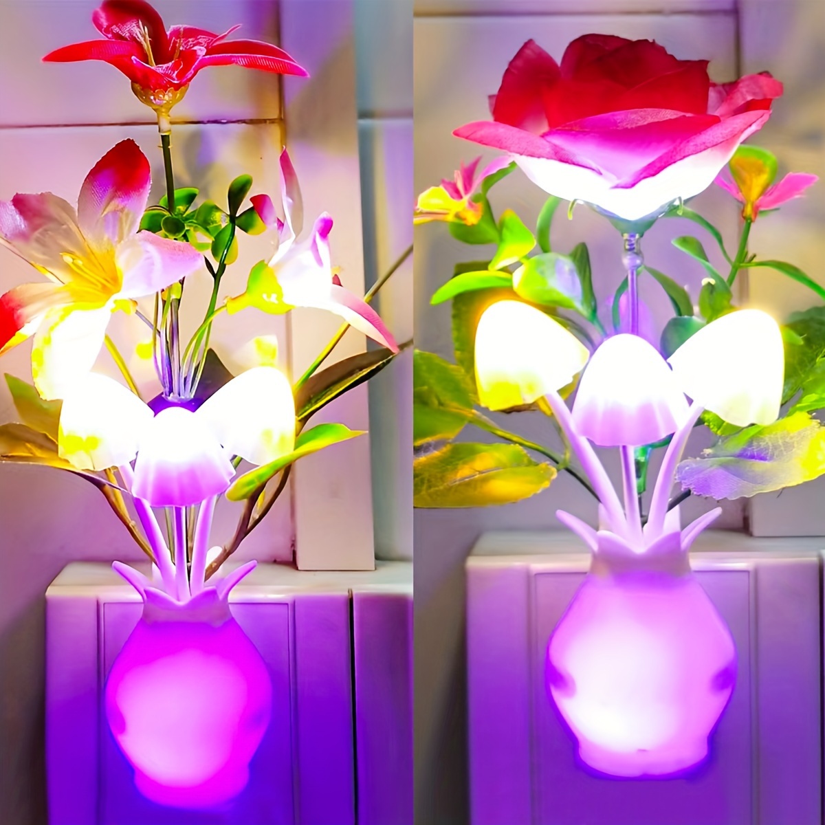 LED Second Generation Smart Flower Night Light with US plug, automatically turns off during the day and lights up at night with light sensor control. Ideal as a bedside night light and perfect as a birthday or love gift., Night Light for Bedroom, Plug In Night Light, Night Lamp, Night Lamp for Bedroom, Dim Light for Bedroom, Gift for Loved Ones, Bedside Lamp, Decorative Night Lamp, Floral Design, Energyefficient Lamp, Reliable Sensor Feature, Automatic Night Lamp, - Image 7