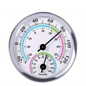 [2-in-1 Thermometer] 2-in-1 Thermometer and Hygrometer 1pc | Aluminum Alloy, Battery-Free | Ideal for Greenhouse Temperature and Humidity