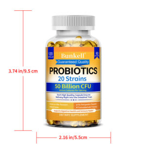 Probiotics 20 Supplement - 50 Billion Live Bacteria - with Prebiotics - Supports Digestive and Immune Health - 120 Capsules
