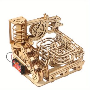 [STEM 3D Puzzle] 2-in-1 Dual City Wooden Ball Track 3D Puzzle for Adults | STEM Project with Expansion Sets, Marbles & Gears, High Difficulty Model Building, Home Decor, Holiday/Birthday Gift for Men & Women