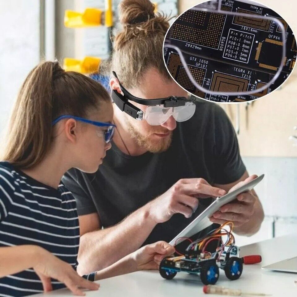 Head-mounted rechargeable magnifier with adjustable light 3 lenses storage box. Dual-slot illuminated magnifier for close-up craft work (up 4.5X), suitable for elderly reading, jewelry watch repair, DIY, and the best gift for the elderly. - Image 4