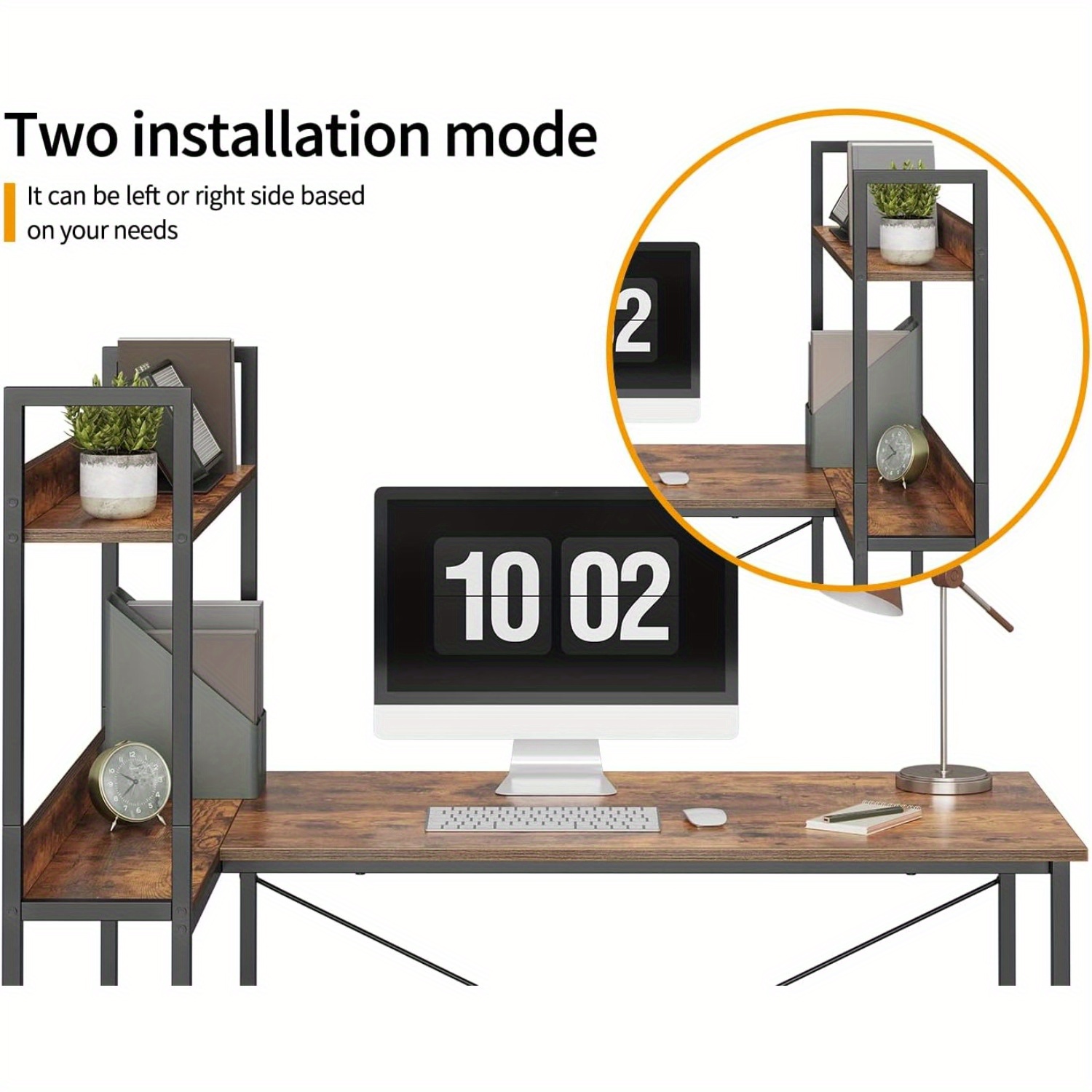 Computer Corner Desk with Storage Shelves, 47 Inch Small L Shaped Computer Desk, Home Office Writing Desk with 2 Hooks, Black - Image 8