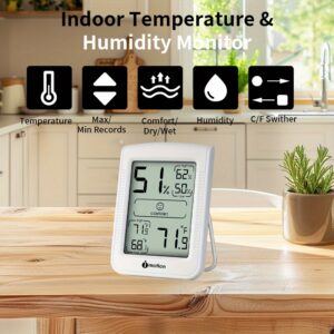 Room Temperature Humidity Monitor Digital Hygrometer Indoor Thermometer with Alarm for Home Baby Room Bedroom Office Greenhouse, Home Climate Control, Humidity Measurement, Modern Hygrometer, Sleek Monitor, Precision Sensor, Reliable Monitoring, Smart Humidity Gauge, Office Workers, Parents With Babies