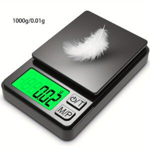 [Portable Pocket Scale] 500G/0.01G & 1000G/0.1G Portable Digital Pocket Scale | Backlit LCD, 7 Unit Tare Function, Black Color, for Food, Jewelry, and Kitchen Applications - Batteries Not Included