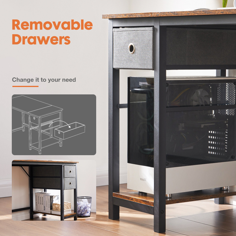 47-Inch Computer Gaming Desk with 2 Adjustable Fabric Storage Drawers, Ideal for Work, Writing, And Study, Computer Desk - Image 13