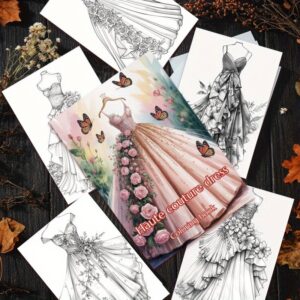 A Coloring Book of High-End Dresses, a Creatively Designed Coloring Book, Is The Preferred Gift for Birthdays, Holidays, Parties, Christmas, Halloween, Thanksgiving, And Easter.