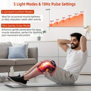 Fitness Massage Knee Brace - Red Light Relax For Body 660nm & 850nm Infrared Light, For Post-Workout Joint Discomfort Relief & Muscle Relaxation Recovery, 3 Vibration Massage Levels, 5 Red Light Modes, For Knee/Elbow/Shoulder With Extension Band