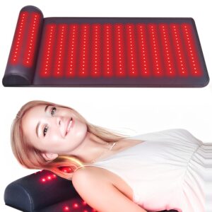 New Faux Leather Red Light Relax Mat with Neck Support, Dual-Wavelength for Enhanced Pain Relief, 19.0 * 35.9in